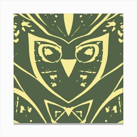 Abstract Owl Dark Green And Yellow 1 Canvas Print