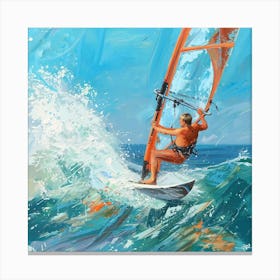 A Windsurfing Oil Painting Illustration 1718707403 4 Canvas Print