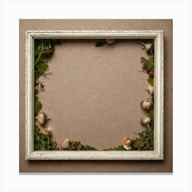 Frame With Mushrooms And Leaves 1 Canvas Print