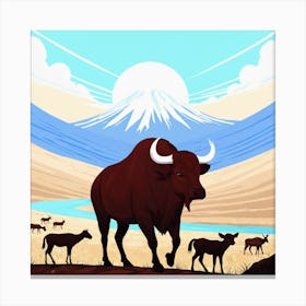 Bulls In The Desert Canvas Print