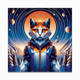 Smokey Low Poly Cat Canvas Print