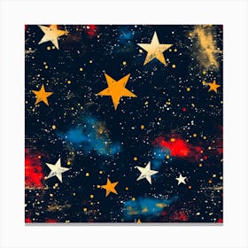 Retro Star Pattern Canvas Print