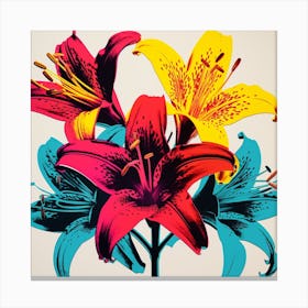 Andy Warhol Style Pop Art Flowers Gloriosa Lily 1 Square Canvas Print