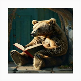 Brown Bear Reading A Book 2 Canvas Print