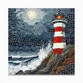 Lighthouse At Night Canvas Print