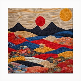 TWO Suns Many Lands quilting art, 1503 Canvas Print
