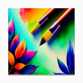 Colorful Brushes,A colorful painting with a brush on it Canvas Print