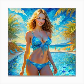 Beautiful Woman In A Bikini Canvas Print