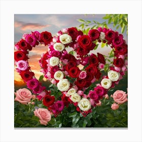 Heart Roses Canvas Print