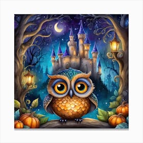 Owl In A Castle Canvas Print