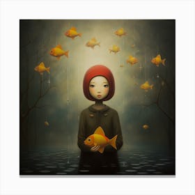 Girl With Goldfish 1 Canvas Print