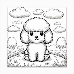 Line Art poodle dog Canvas Print