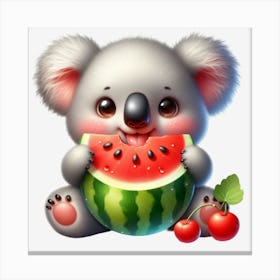 Koala Eating Watermelon Canvas Print