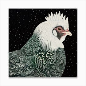 Ohara Koson Inspired Bird Painting Chicken 4 Square Canvas Print