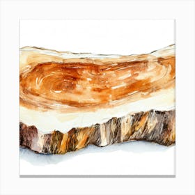 Tree Slice Watercolor Painting Canvas Print