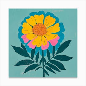 Marigold 2 Square Flower Illustration Canvas Print