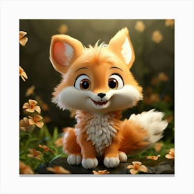 Cute Fox In The Forest 1 Canvas Print