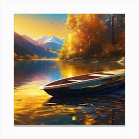 Boat In The Lake Canvas Print