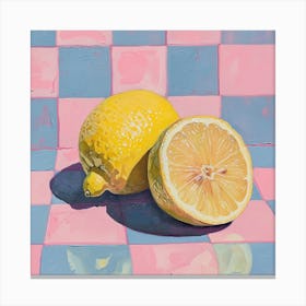 Lemon Pastel Checkerboard Canvas Print