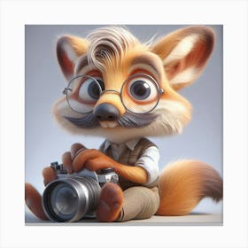 Fox With A Camera Canvas Print