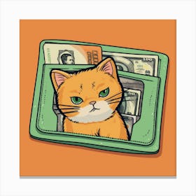 Cat In Wallet 1 Canvas Print
