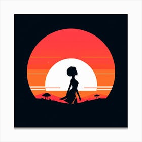 Silhouette Afro girl Canvas Print