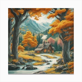 A peaceful, lively autumn landscape 4 Canvas Print