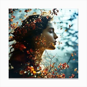 Double Exposure Photography Capturing The Intricate Lattice Of Tree Branches Superimposed On A Canva 798672598 Canvas Print