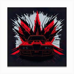 Car Red Artwork Of Graphic Design Flat (104) Canvas Print