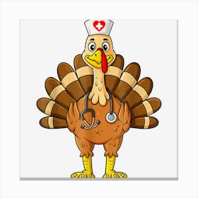 Thanksgiving Nurse Turkey Scrub Funny Nursing Canvas Print