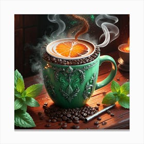 Coffee Cup With Orange Canvas Print
