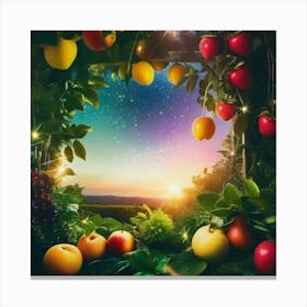 Fruit frame colorful fairy sky Canvas Print