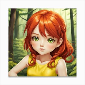 Red haired girl in forest Canvas Print