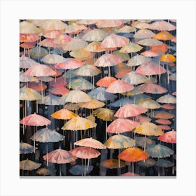 Umbrellas In The Rain 1 Canvas Print