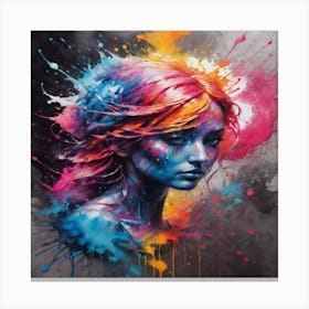 Girl With Paint Splatters Canvas Print