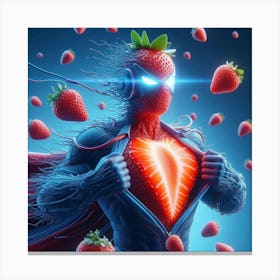 Superhero With Strawberries Canvas Print