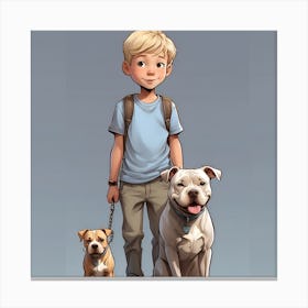 Boy With Dogs Canvas Print