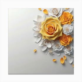 Spring flowers on a bright white wall, 3 Canvas Print