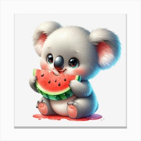 Koala Bear Eating Watermelon Canvas Print