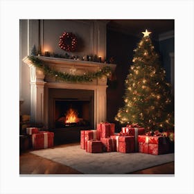 Christmas Tree In The Living Room 75 Canvas Print