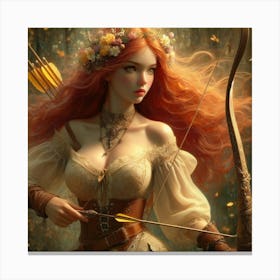 Girl With Bow And Arrow Canvas Print