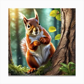 Red Squirrel In The Forest 70 Canvas Print