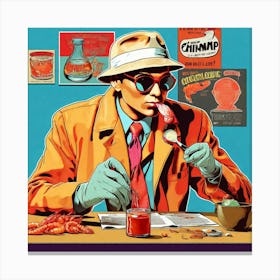 Man At A Table Canvas Print