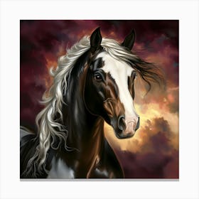 Horse Beneath a Fiery Sky Canvas Print