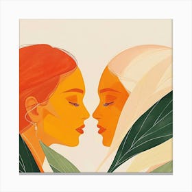 Two Women Kissing Canvas Print