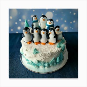 Firefly Beautiful, Decorated, Cake, Penguin, Theme, Fondant, Penguins, Snowy, Accents, Smooth, Blurr Canvas Print