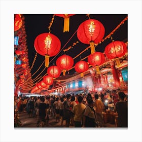 Chinese Lanterns At Night Canvas Print