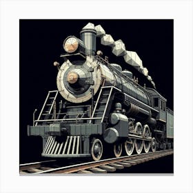 Polygonal Vintage Train Black Art Print Canvas Print
