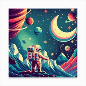 Pixel Art Space Poster Canvas Print