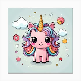 Unicorn With Rainbow Mane 55 Canvas Print